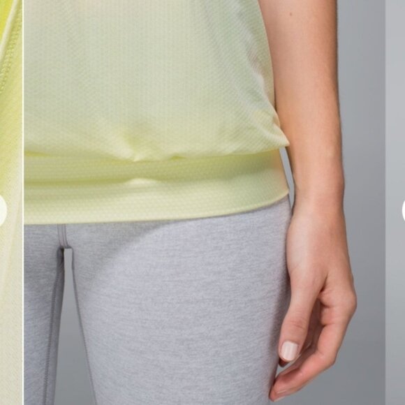 Lululemon no limits Yellow  whiteTank Top with built in bra size 8 - Picture 4 of 13